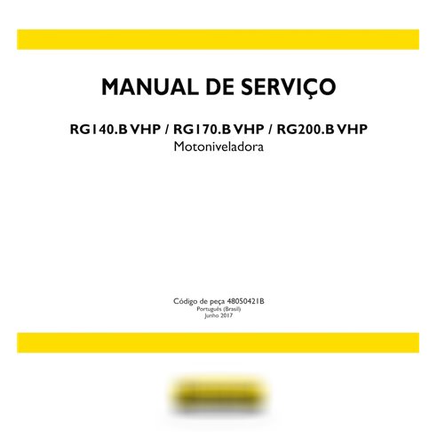 Manual de operação e manutenção em pdf da motoniveladora New Holland RG140.B, RG170.B e RG200.B VHP PT