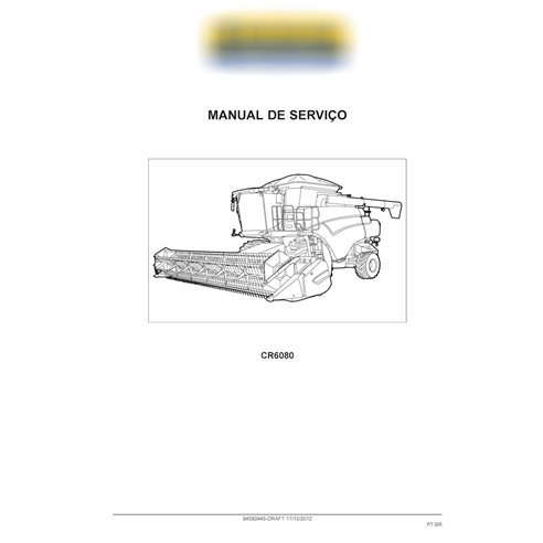 Manual de serviço em pdf da colheitadeira New Holland CR6080 PT