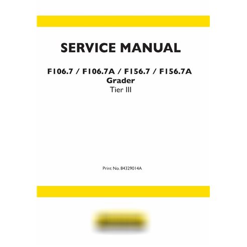 Manual de servicio en pdf de la niveladora New Holland F106.7, F106.7A, F156.7, F156.7A