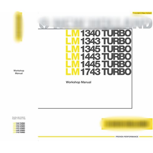 Manual de oficina em pdf do manipulador telescópico turbo New Holland LM1340, LM1343, LM1345, LM1443, LM1445, LM1743