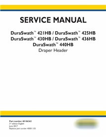 Manual de serviço do coletor New Holland DuraSwath 421HB, 425HB, 430HB, 436HB, 440HB 3ª edição