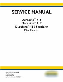 Manuel d'entretien des collecteurs New Holland Durabine 416, 419