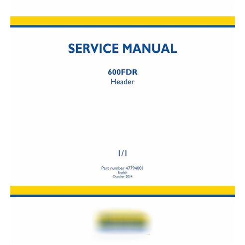 Manual de servicio del cabezal New Holland 600FDR