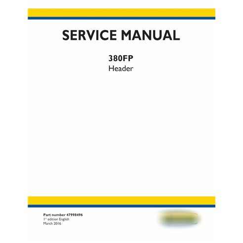 New Holland 380FP header  service manual 