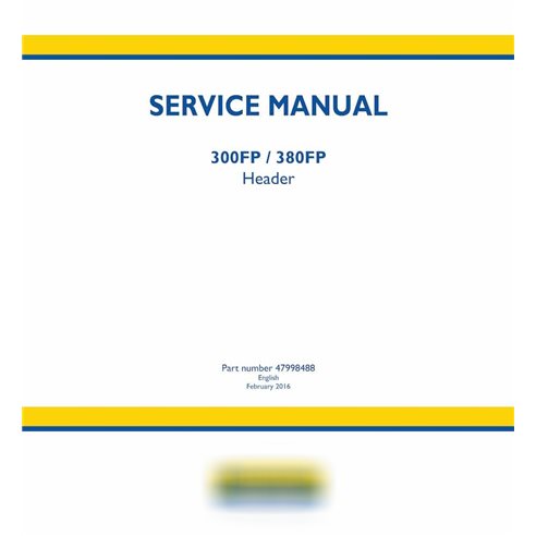 Manual de serviço da plataforma New Holland 300FP, 380FP