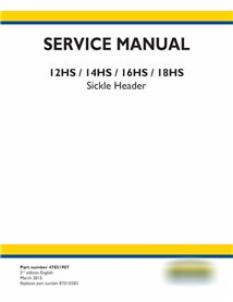 Manual de servicio del cabezal New Holland 12HS, 14HS, 16HS, 18HS