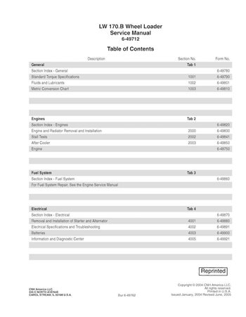 Manuel d'entretien pdf de la chargeuse sur pneus New Holland LW170B