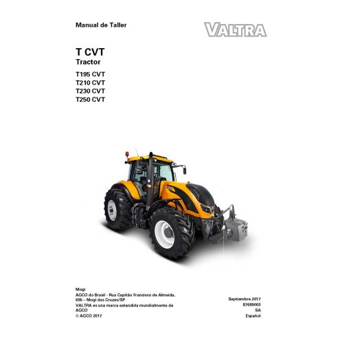 Valtra T195, T210, T230, T250 CVT tractor pdf workshop service manual - Valtra manuals - VALTRA-87689003
