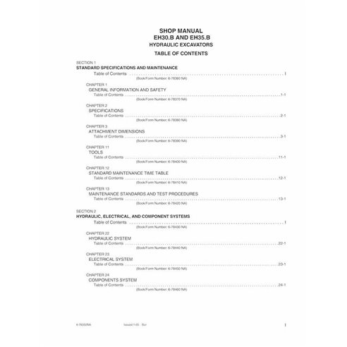 New Holland EH30B hydraulic excavator pdf shop manual 