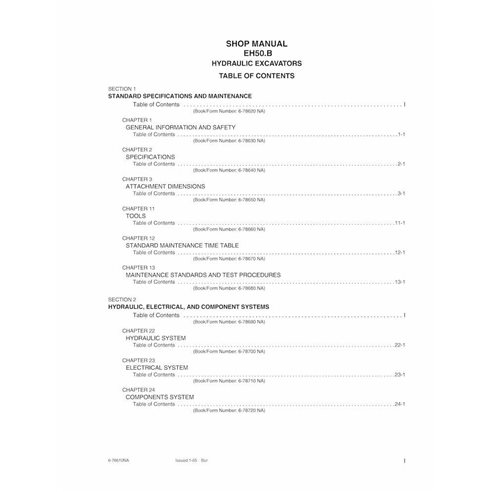 Manuel d'atelier pdf de la pelle hydraulique New Holland EH50B