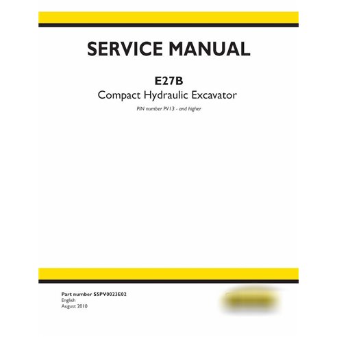 Manual de servicio en pdf de la excavadora hidráulica New Holland E27B