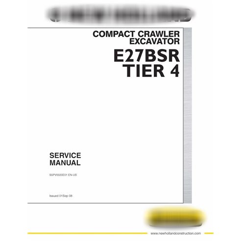 Manual de serviço em pdf da escavadeira compacta New Holland E27BSR Tier 4