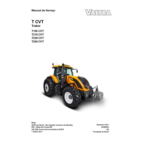 Valtra T195, T210, T230, T250 CVT tracteur manuel de service d'atelier pdf - Valtra manuels - VALTRA-87689002