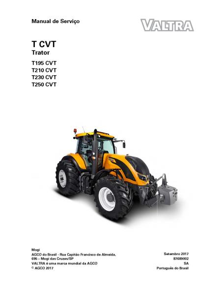 Valtra T195, T210, T230, T250 CVT tractor pdf workshop service manual - Valtra manuals - VALTRA-87689002
