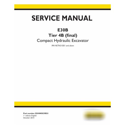 New Holland E30B Tier 4B compact excavator pdf service manual 