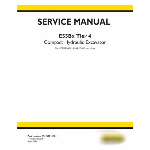 Manuel d'entretien pdf de la pelle compacte New Holland E55Bx Tier 4B