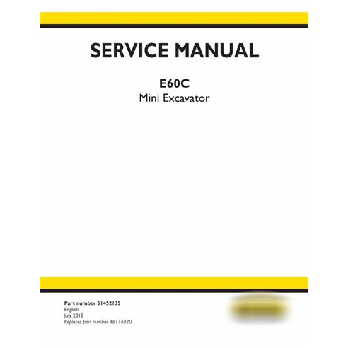 Manuel d'entretien pdf de la mini-pelle New Holland E60C