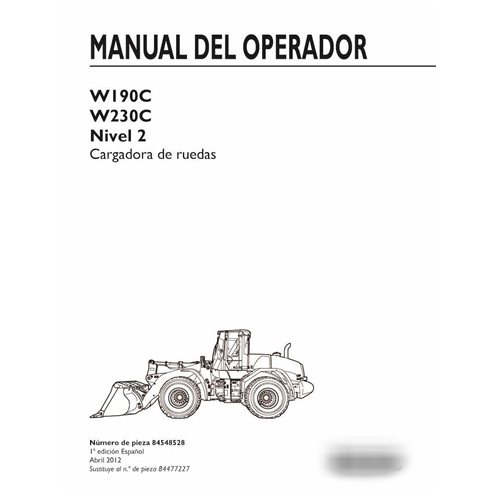 Escavadeira de esteira New Holland W190C, W230C Tier 2 em pdf manual do operador ES
