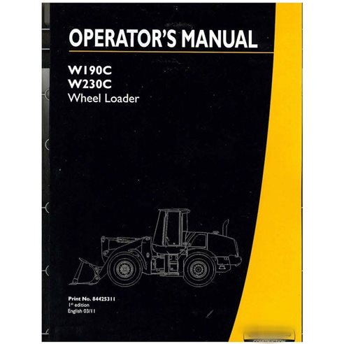 Escavadeira de esteira New Holland W190C, W230C digitalizada manual do operador em pdf