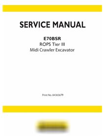 Manuel d'entretien pdf de la pelle sur chenilles New Holland E70BSR Tier 3