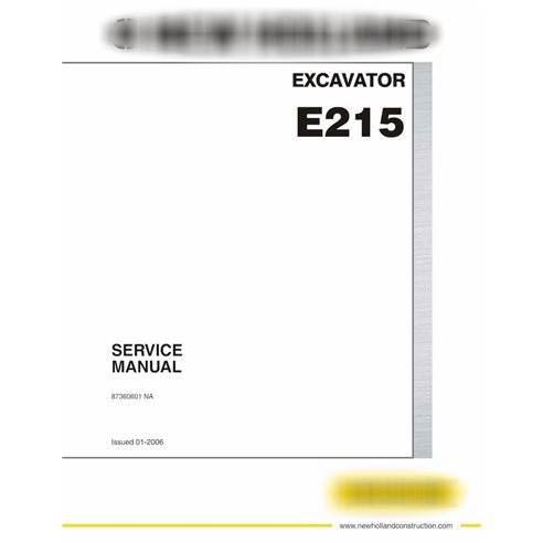 New Holland E215 crawler excavator pdf service manual 