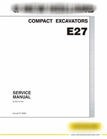 New Holland E27 compact excavator pdf service manual 