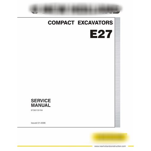 Manuel d'entretien pdf de la pelle compacte New Holland E27