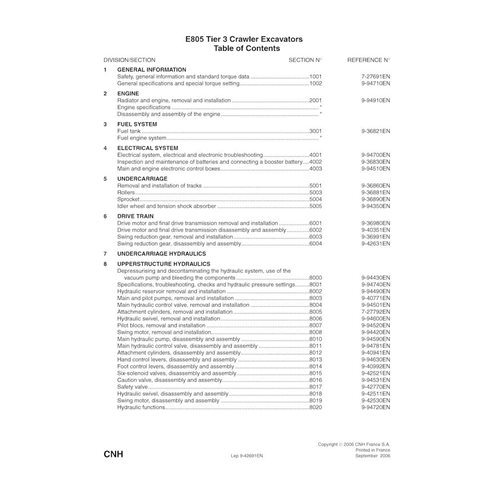 New Holland E805 Tier 3 crawler excavator pdf service manual 