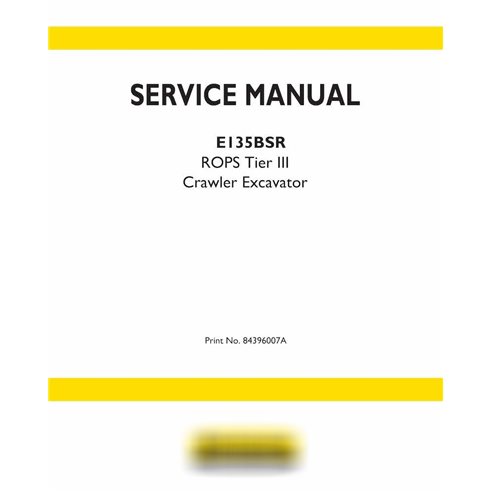 Manual de serviço em pdf da escavadeira de esteira New Holland E135BSR Tier 3