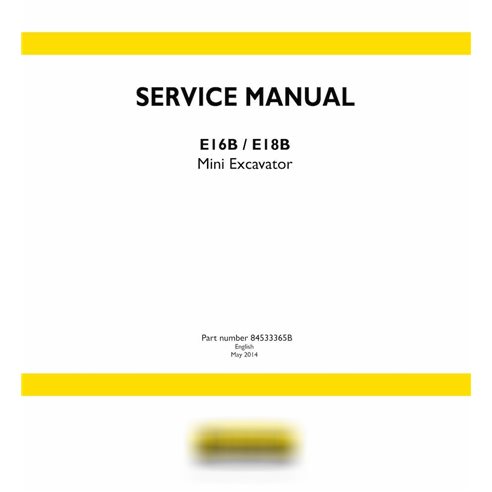 Manuel d'entretien pdf pour mini-pelle New Holland E16B, E18B