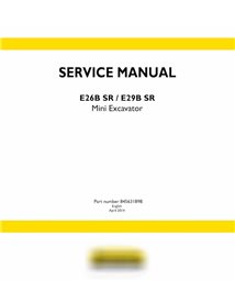 Manuel d'entretien pdf pour mini-pelle New Holland E26B SR, E29B SR
