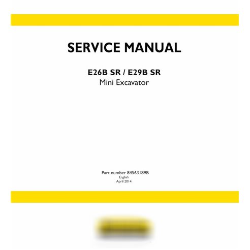 Manual de serviço em pdf da miniescavadeira New Holland E26B SR, E29B SR