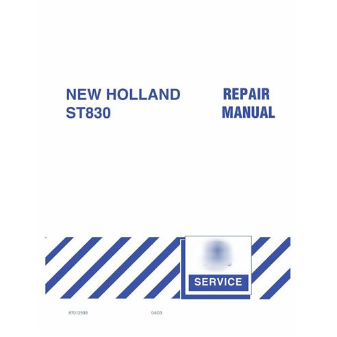 Manuel de réparation pdf de l'équipement de carrelage New Holland ST830