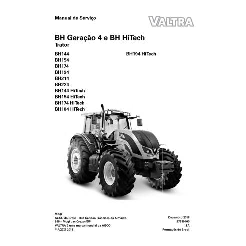 Valtra BH144, BH154, BH174, BH194, BH214, BH224 HiTech trator pdf manual de serviço de oficina PT - Valtra manuais