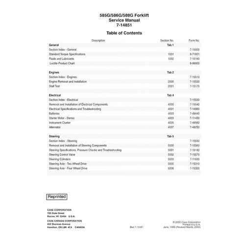 Case 585G, 586G, 588G forklift pdf service manual 