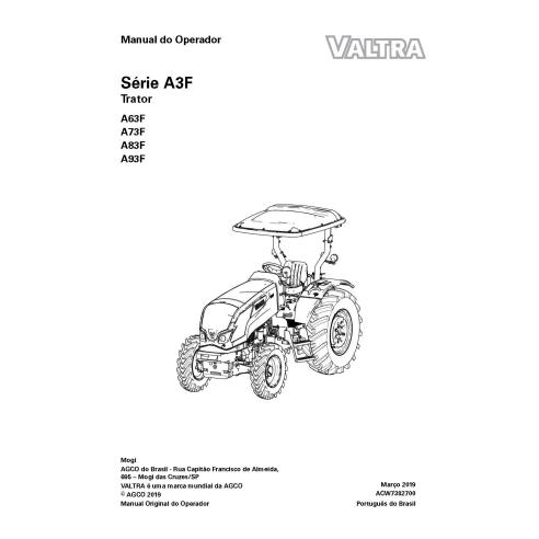 Valtra A63F, A73F, A83F, A93F tractor pdf manual del operador PT - Valtra manuales