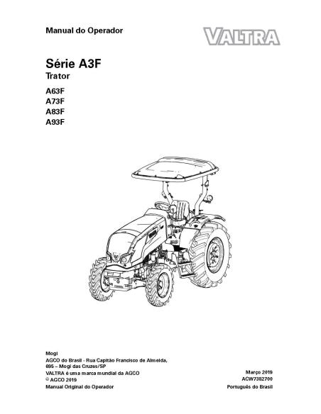 Valtra A63F, A73F, A83F, A93F tractor pdf manual del operador PT - Valtra manuales - VALTRA-ACW7382700