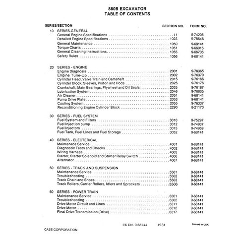 Manual de serviço em pdf do trator de esteira Case 880B