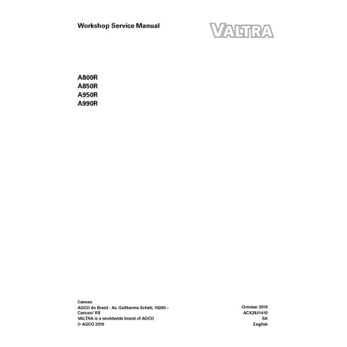 Valtra A800R, A850R, A950R, A990R trator pdf manual de serviço de oficina - Valtra manuais - VALTRA-ACX2831410