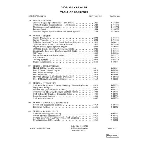 Case 310G-350 crawler dozer pdf service manual 