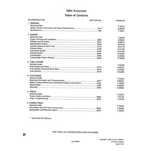 Case 688C excavator pdf service manual 