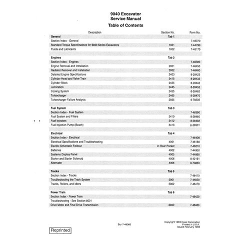 Case 9040 excavator pdf service manual 
