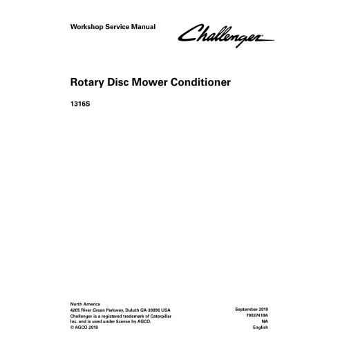 Challenger 1316S rotary disc mower conditioner pdf workshop service manual  - Challenger manuals