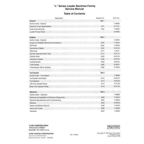 Case 580L, 580 Super L, 590 Super L backhoe loader pdf service manual 