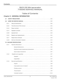 Manual de servicio pdf de miniexcavadora Case 28, 31, 35