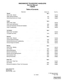 Manual de servicio en pdf del manipulador telescópico Case 668G, 686GXR