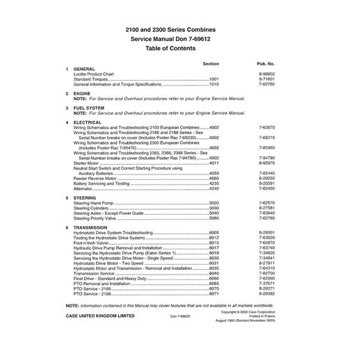 Case IH 2144, 2166, 2188, 2365, 2366, 2388 combinar manual de serviço em pdf