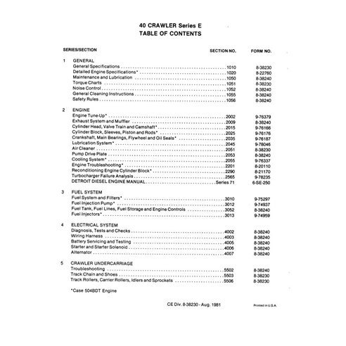 Manuel d'entretien pdf de la pelle sur chenilles Case 40E