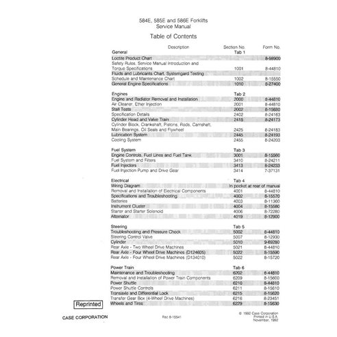 Case 584E, 585E, 586E forklift pdf service manual 