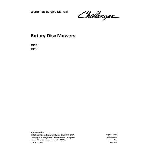 Challenger 1393, 1395 rotary disc mower pdf workshop service manual  - Challenger manuals